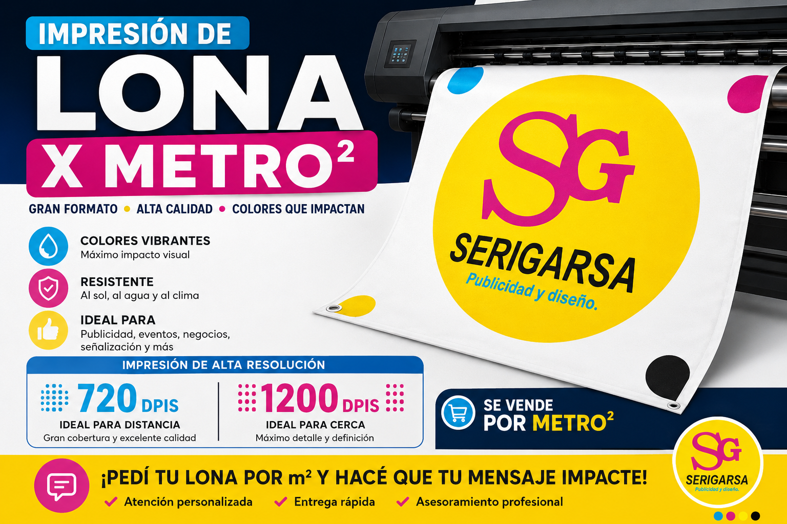 Lona impresa por metro cuadrado con opciones de alta resolución